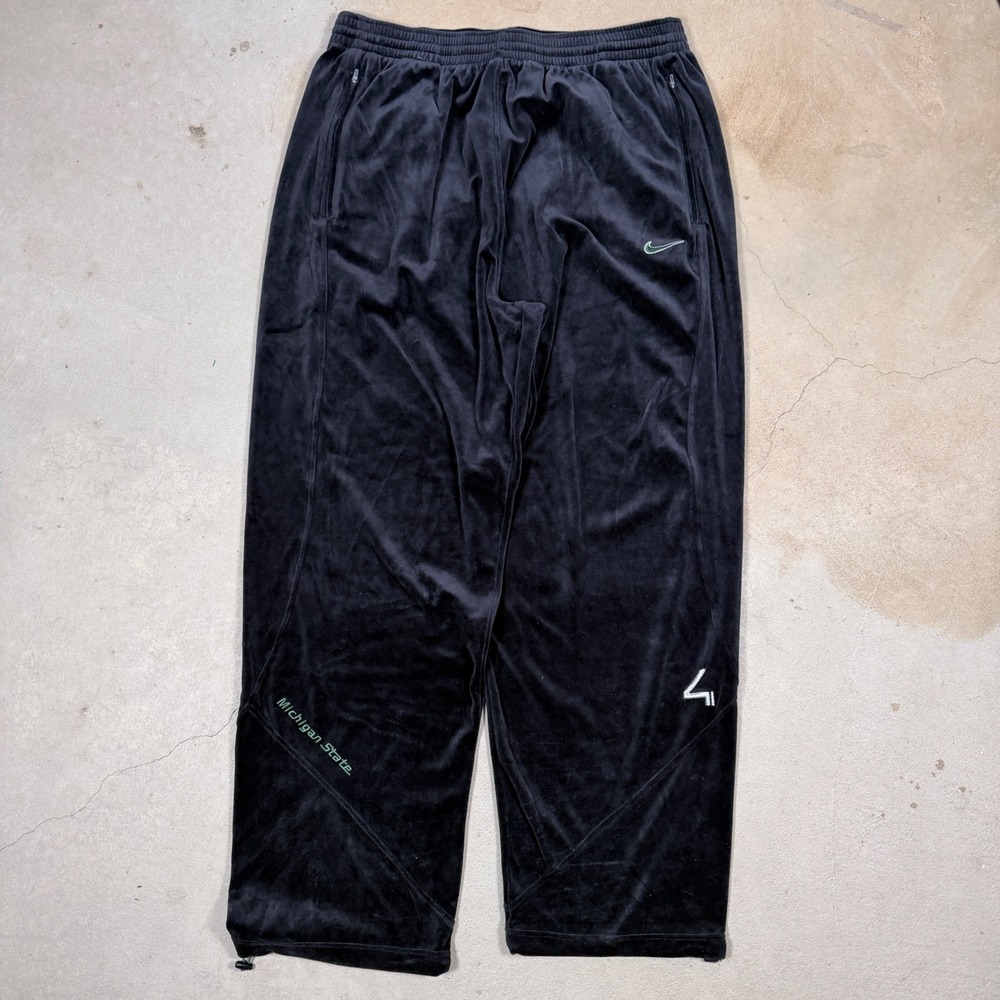 Team Issued Nike‎ Michigan State Spartans Velour Track Pants Mens XL Black